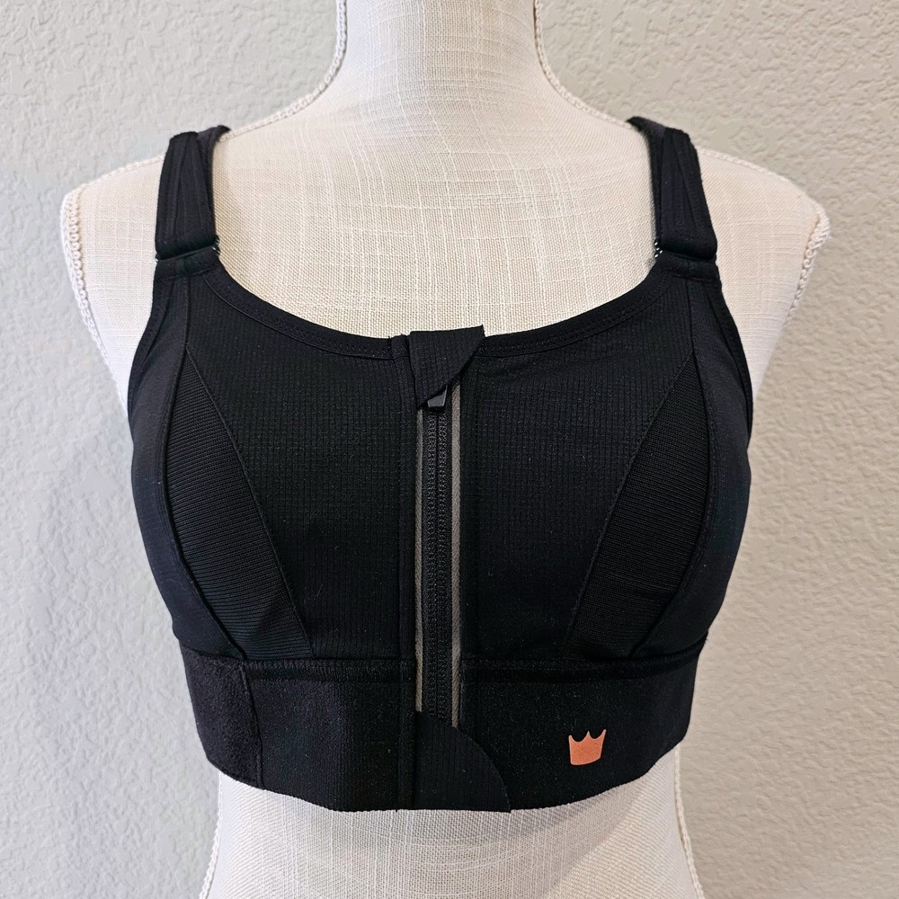SHEFIT High Impact Sports Bra Black w/Rose Gold hit Padded and Adjustable 2Luxe